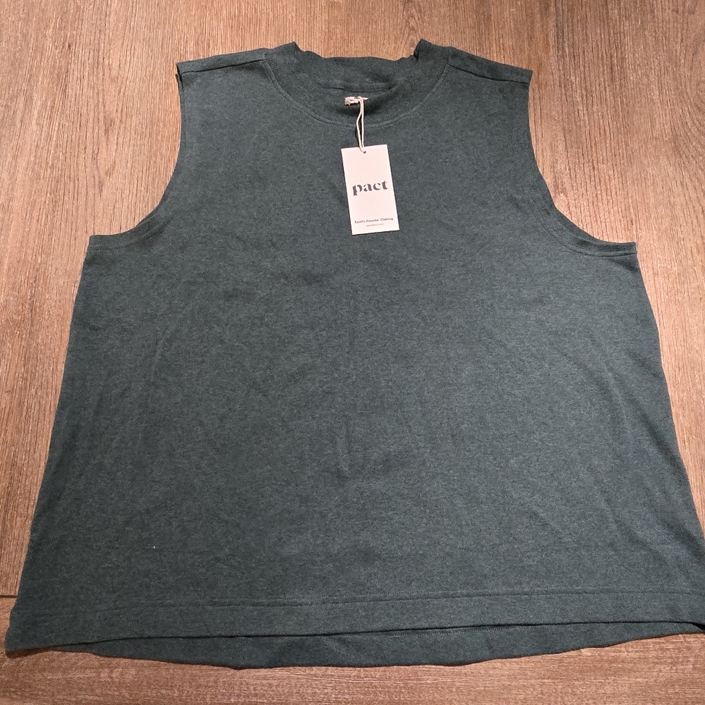 Pact Women's Forest Green Sleeveless Muscle Tank